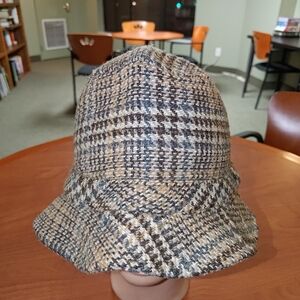 Vtg Plaid Tweed Pure Wool Fedora Hat XL Made in USA